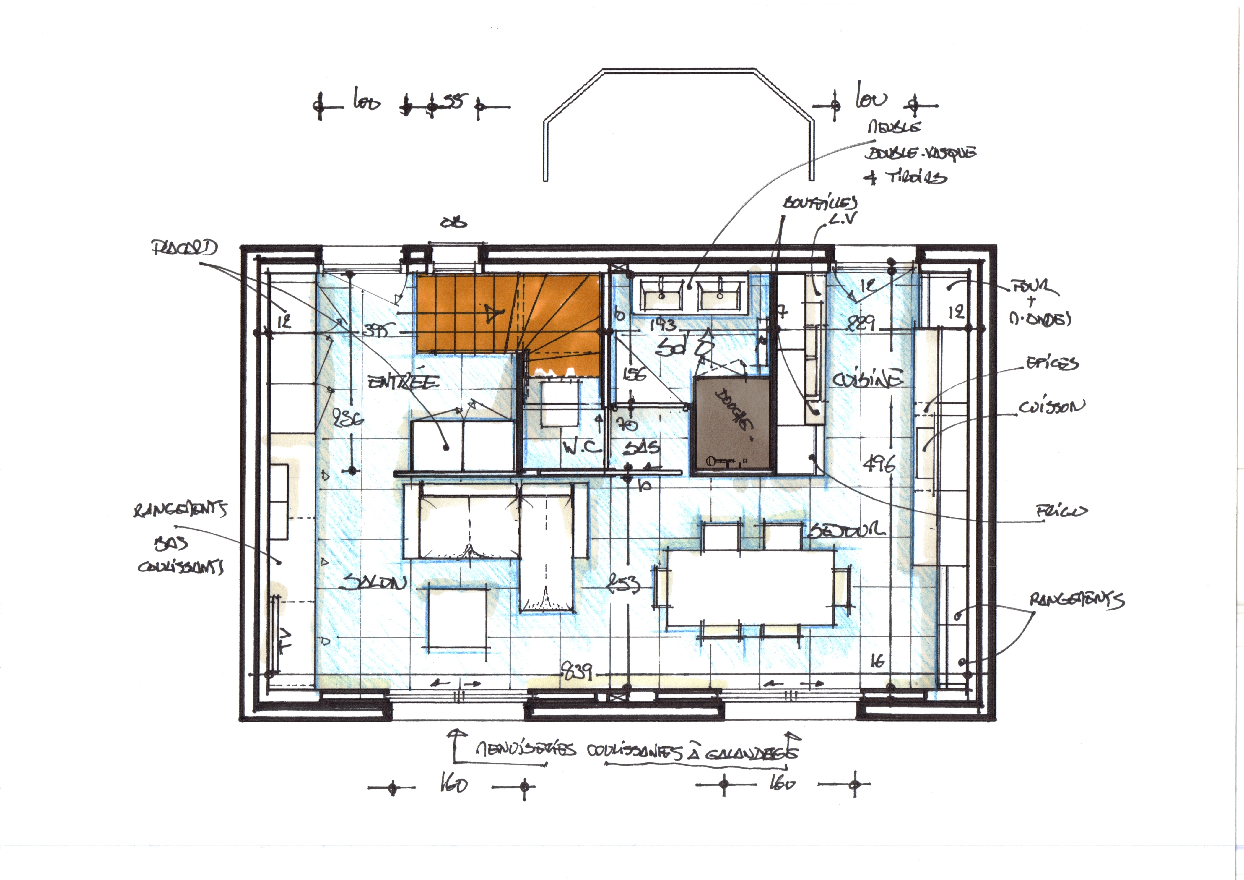 Plan du RDC de la maison rénovée